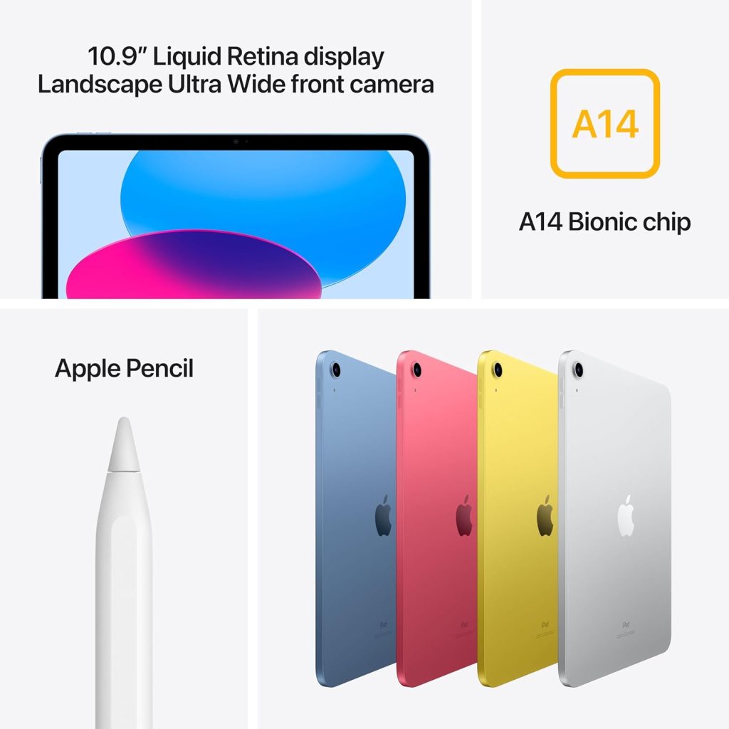 Colorfully reimagined and more versatile than ever, iPad is great for the things you do every day. With an all-screen design, 10.9-inch Liquid Retina display, powerful A14 Bionic chip, superfast Wi-Fi, and four gorgeous colors, iPad delivers a powerful way to create, stay connected, and get things done.