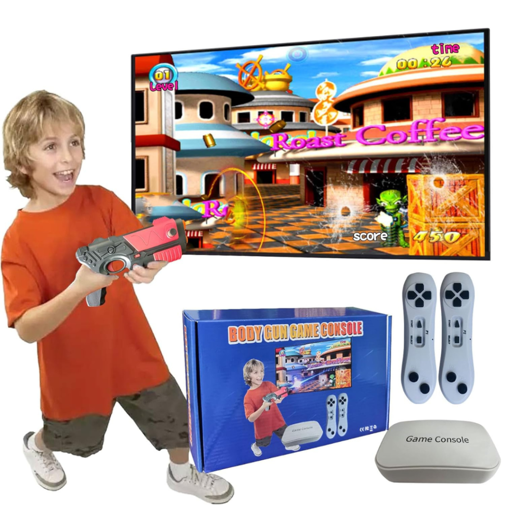Damcoola Game Console with 900+ Games, Handheld Retro Video Game Console for Kids& Adults, Game System with AR Gun Game,2 Game Controller, TV Plug&...
